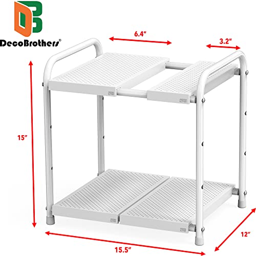 Deco Brothers Under Sink 2 Tier Expandable Shelf Organizer, White - color: White