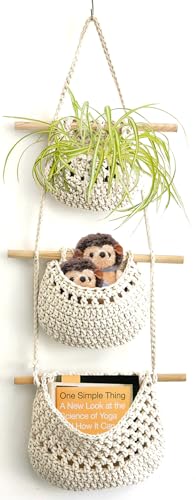 AARAINBOW Wall Cotton Hanging Baskets, Large 3 Tier Decorative Wall Basket, for Nursery, Boho Kitchen Decor - Cotton Rope Fruit basket (White) - color: A-White