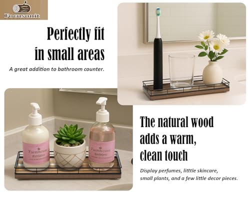 Acacia Wood Bathroom Vanity Tray, 11" L Small Countertop Tray for Dresser, Table, Kitchen Counter, Coffee Bar - color: Acacia, size: 11" x 4.3" x 1.5"