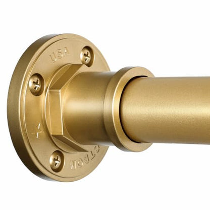 Industrial Shower Curtain Rod - 2-in-1 Design Tension Curtain Rod - Rustproof Non-Slip 43 to 72 Inch Metal Steel, Frosted Gold Painted Window Curtain Rod - color: Frosted Gold, size: 43-72 Inches