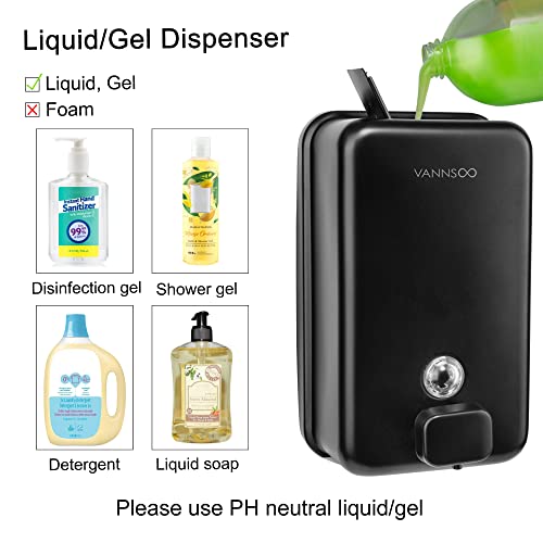 Wall Mounted Commercial Soap Dispenser Bathroom, Vertical Black | 1100ml 37oz Stainless Steel Liquid Hand Sanitizer Dispenser - color: Vertical Black