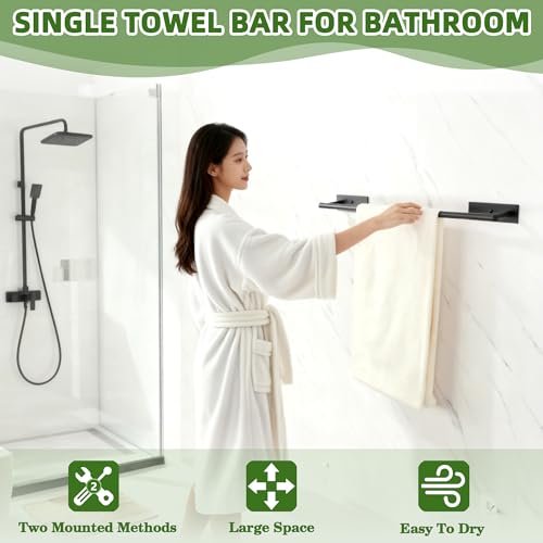 Alise Towel Bars for Bathroom,32'' Towel Holder Towel Racks for Bathroom Wall,SUS304 Stainless Steel Hand Towel Holder Wall Mount By Self-Adhesive or Drilling,Matte Black Towel Hanger for Bathroom - size: 32 Inch