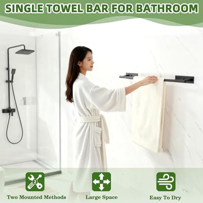 Alise Towel Bars for Bathroom,32'' Towel Holder Towel Racks for Bathroom Wall,SUS304 Stainless Steel Hand Towel Holder Wall Mount By Self-Adhesive or Drilling,Matte Black Towel Hanger for Bathroom - size: 32 Inch