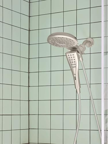 Moen 220C2EPSRN Verso Showerhead Combo, Magnetix, Brushed Nickel | Rain and handshower combo, Magnetix docking, Infiniti dial spray control, 60" hose, brushed nickel finish - color: Spot Resist Nickel