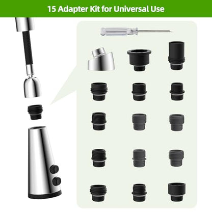 4 Function Kitchen Faucet Head Replacement, Universal Fit, Silver Chrome | NSF/ANSI/CAN 372 Certified, Pull Down Kitchen Sprayer Head, 15 Adapters Compatible with American Standard/Kohler/Moen/Delta - color: Chrome, style: 4 Modes Design