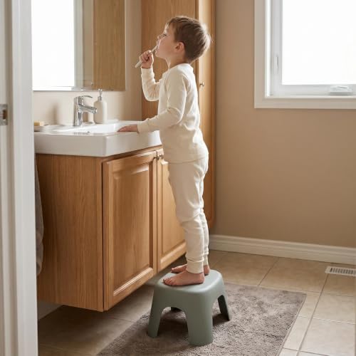 Plastic Step Stool, Anti-Slip ABS Shower Stool, Anti-Slip Bath Stool, Compact Foot stools for Bathroom, Home, Kitchen, Green - color: Green