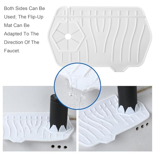 Silicone Sink Splash Guard, Multifunction Faucet Splash Guard, White Kitchen Faucet Mat for Kitchen and Bathroom Sink