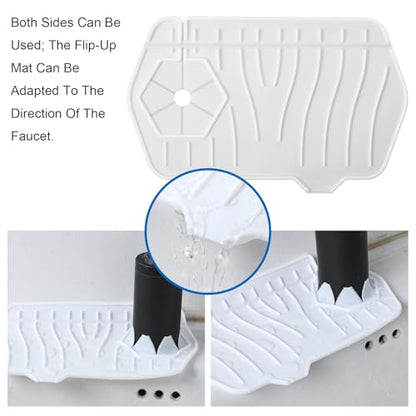Silicone Sink Splash Guard, Multifunction Faucet Splash Guard, White Kitchen Faucet Mat for Kitchen and Bathroom Sink