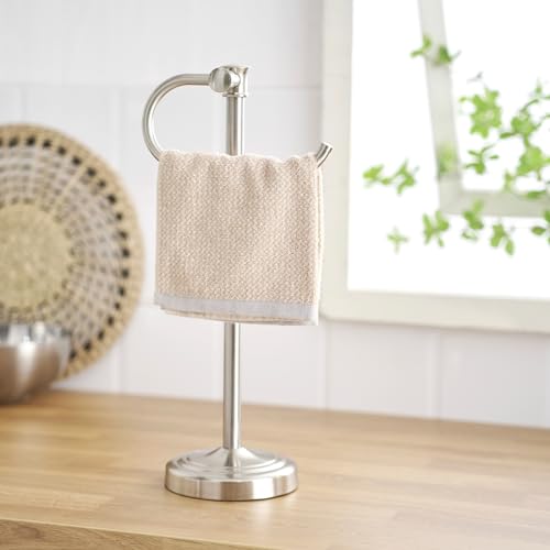17 Inch Brushed Nickel Stand Towel Bar Hanger Hand Towel Bar Bathroom Vanity Countertop Towel Holder Free Standing Stainless Steel Towel Ring Hardware Accessories Towel Rack - color: Brushed Nickel