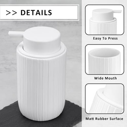 Soap Liquid Dispenser Ceramic with Easy-to-Press Pump Hand Liquid Dispenser for Shampoo Bathroom Countertop 13.5 oz - color: Liquid-stripes White