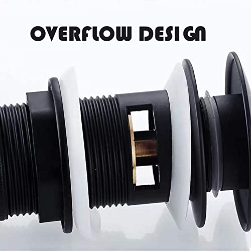 Pop Up Sink Drain With Overflow Bouncing Style Brass Stopper for Bathroom Faucet Vessel or Vanity Drain Brass Oil Rubbed Black - color: Orb Pop Up Sink Drain With Overflow