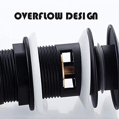 Pop Up Sink Drain With Overflow Bouncing Style Brass Stopper for Bathroom Faucet Vessel or Vanity Drain Brass Oil Rubbed Black - color: Orb Pop Up Sink Drain With Overflow