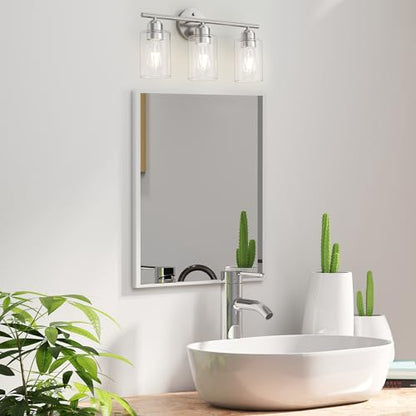 Bathroom Vanity Light Fixtures Brushed Nickel, 3 Lights Bathroom Over Mirror, UL Certified, Modern Wall Lighting Fixtures with Glass Shade, E26 Socket - color: Brushed Nickel, size: 3 Lights