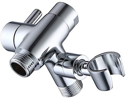 G-Promise Solid Metal Shower Head Diverter with Holder 3-Way | Spray Separately or Both, Adjustable-Angle Bracket, Anti-Leak, Smooth Knob Switch, Easy Install, Universal Replacement Part - color: Polished Chrome