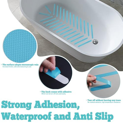 24Pcs Safety Bathtub Strips, Adhesive Non Slip Bathtub Stickers Anti Slip Shower Stickers, Safety Adhesive Strips for DIY, Stair, Floor (Blue) - color: Blue
