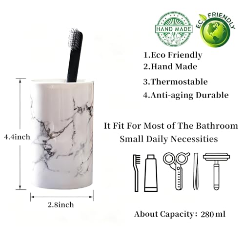 Kelake Ceramic Rustic Marble Bathroom Tumbler Cup for Mouthwash Rinsing Toothbrush and Toothpaste Holder Stand Cups - 280 ml Porcelain Milk Drinking Cups for Christmas Birthday | Rustic Porcelain Finish, Multi-Purpose, Mouthwash Rinsing, Drinking Cup, Ide