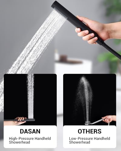 Dasan Rainfall Full Body Shower Faucet System with 12'' Round Shower & 6'' Shower Head,Matte Black Dual Shower Head Faucets Set with Handheld & Valve, Double Shower Head System for Couples/ 2-Person - color: Matte Black