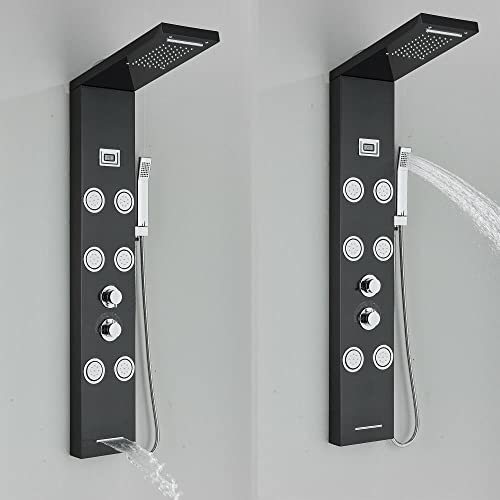 Stainless Steel Shower Panel Tower Rain Waterfall Massage Body Jet System Spray