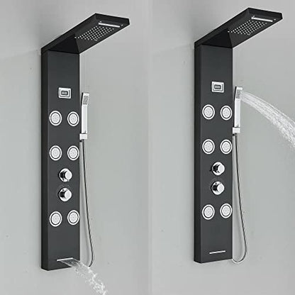 Stainless Steel Shower Panel Tower Rain Waterfall Massage Body Jet System Spray