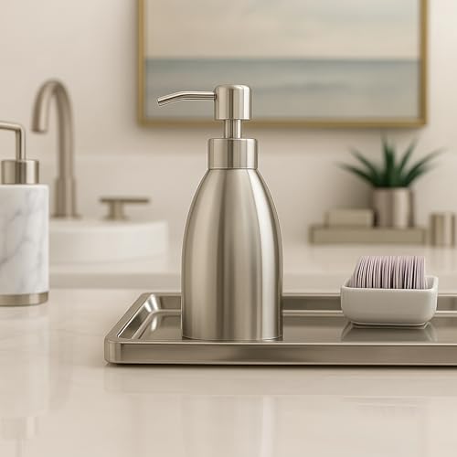 304 Stainless Steel Soap Dispenser 16oz Rust-Proof Liquid Soap Pump Bottle for Kitchen or Bathroom Countertop Hand Dish Lotion Leak-Proof (Stainless Steel) - color: Stainless Steel