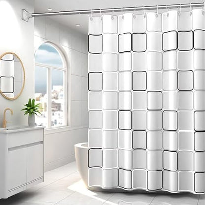 TIKABC Shower Curtain Liner, 4G PEVA Square Shower Liner, Plastic Waterproof Shower Curtains, 72x72 inch with Grommet Holes 3 Magnetic Weights - color: White-square