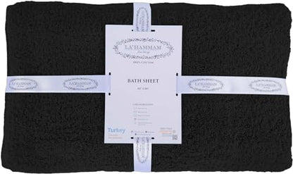 LA' HAM MAM FINE LIVING Luxury Turkish Cotton Towels Easy Care, Extra Soft & Absorbent, Hotel & Spa Quality, Kitchen & Bathroom Turkish Towels Bath Sheet (Oversized 40"x80"), Black - color: Black, size: Bath Sheet (Oversized 40"x80")