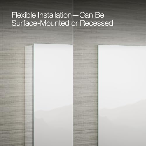 Kohler 55061-NA Embark Slim Medicine Cabinet Mirror, Adjustable Shelves with Mirrored Door, 15 in. W x 26 in. H - size: 15 in. x 26 in., style: Flat Edge