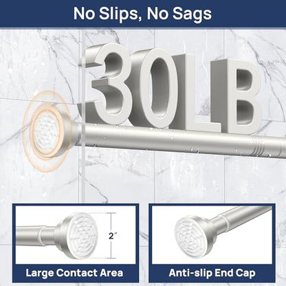 ENJOYBASICS 2 Pack Tension Curtain Rod, 32-66" Adjustable, Stable, Nickel | Secure Hold with Strong Spring & Non-Slip Ends, No-Drill, No Tools, Sag-Resistant, Waterproof, Fits Windows, Showers & Closet - color: Nickel, size: 32-66"