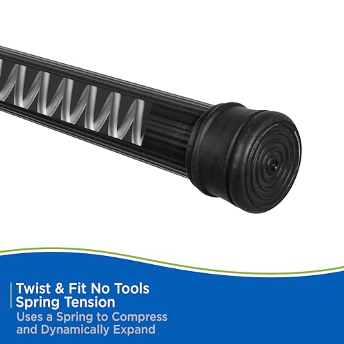 Kenney KN609L/5 Twist & Fit No Tools Spring Tension Standard Shower Curtain Rod with Non-Slip, Non-Scratch Ends, 42-72" Adjustable Length, Easy Install, Black, 1" Diameter Rust Resistant Steel Tube - color: Black