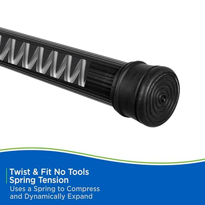 Kenney KN609L/5 Twist & Fit No Tools Spring Tension Standard Shower Curtain Rod with Non-Slip, Non-Scratch Ends, 42-72" Adjustable Length, Easy Install, Black, 1" Diameter Rust Resistant Steel Tube - color: Black