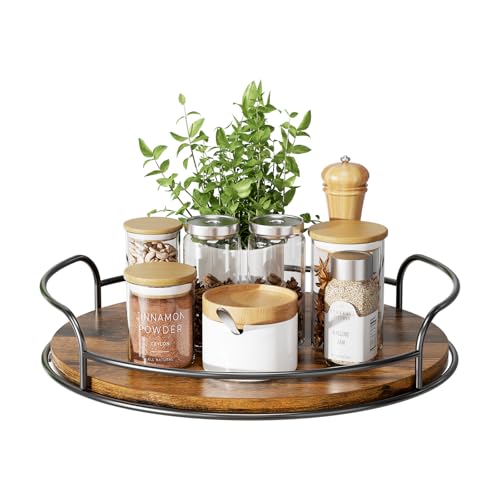LAMU Lazy Susan Organizer, 11'' Lazy Susan Turntable for Cabinet, Table Top, Kitchen, Countertop, Bathroom, Pantry, Spice Organization, Wooden,1 Pack - size: 11in 1 Pack