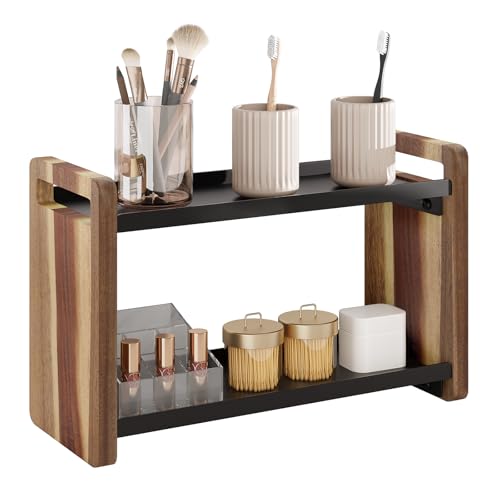 Bathroom Counter Organizer, Bathroom Sink Organizer, Vanity Shelf | Bathroom Organizers and Storage, Bathroom Countertop Organizer, Counter Shelf, Cologne Stand, Perfume Stand, Bathroom Decor - color: Acacia 2 Tier