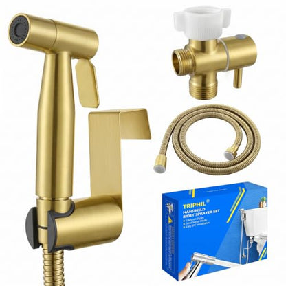 TRIPHIL Handheld Bidet Sprayer for Toilet, Adjustable Water Pressure Jet Bidet Attachment with Leak-Proof 304 Stainless Steel T-Valve for Bathroom Cleaning, Cloth Diaper/Feminine Wash, Brushed Gold - color: Brushed Gold