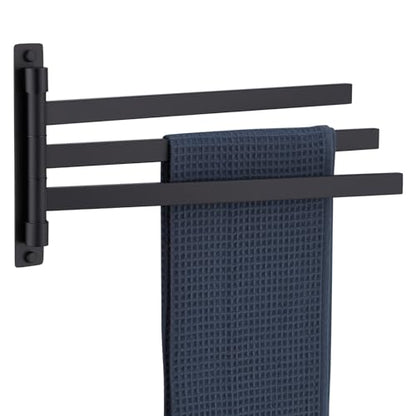 KOKOSIRI Bathroom Towel Bars Swivel Towel Rails Matte Black Swing Out Hand Towel Holder 3-Arm for Bath Kitchen Wall Stainless Steel B5007BK-A3 - size: 3-Bar