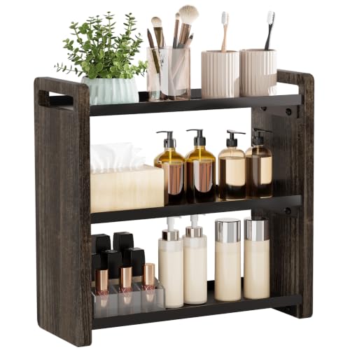 Bathroom Counter Organizer, Bathroom Sink Organizer, Vanity Shelf | Bathroom Organizers and Storage, Bathroom Countertop Organizer, Counter Shelf, Cologne Stand, Perfume Stand, Bathroom Decor - color: Brown 3 Tier