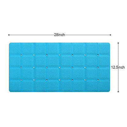 Webos Foldable Non Slip Silicon Bath Mat Bathtub mat Shower mats no Suction Cups for Textured Tub and Reglazed Tub(Foldable-Blue, 28-inch x 14-inch) - color: Foldable-blue