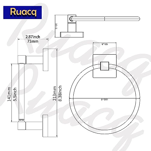 RUACQ Brushed Nickel Toilet Paper Holder & Towel Ring, Bathroom Accessories | 2-Piece Bathroom Hardware Set, Pivoting Tissue Roll Holder, Hand Towel Ring, Square Base, 304 Stainless Steel, Wall Mounted - color: Brushed Nickel, size: 2pcs