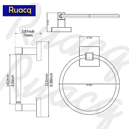 RUACQ Brushed Nickel Toilet Paper Holder & Towel Ring, Bathroom Accessories | 2-Piece Bathroom Hardware Set, Pivoting Tissue Roll Holder, Hand Towel Ring, Square Base, 304 Stainless Steel, Wall Mounted - color: Brushed Nickel, size: 2pcs