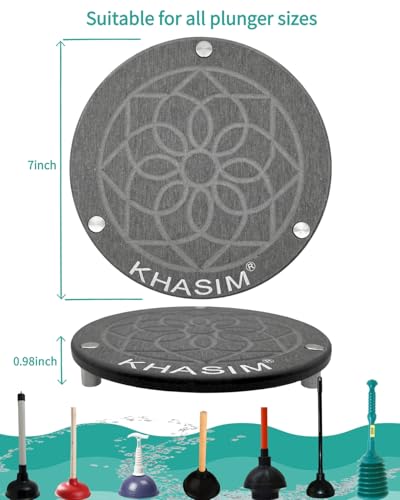 Plunger Mat,Plunger Tray - Stone Drying Mat for Toilet Plunger,Strong Water Absorption,Plunger Holder Drip Tray for Bathroom,Diameter 7-inch(1 Pcs,Gray)