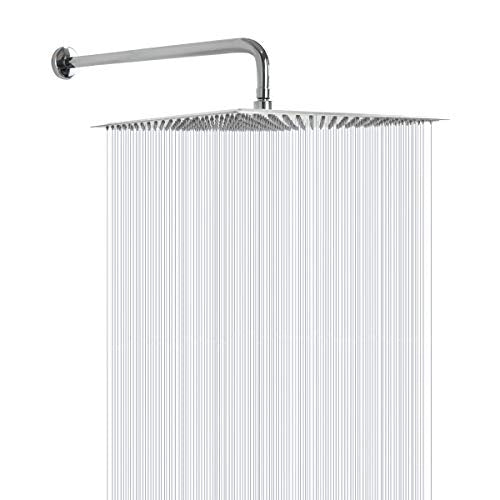 NearMoon Square Rain Shower Head With Extension Arm, Large Stainless Steel Rainfall Shower-Waterfall Full Body Coverage (16 Inch, Chrome) - color: Chrome, size: 16 Inch