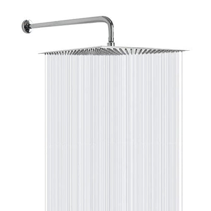 NearMoon Square Rain Shower Head With Extension Arm, Large Stainless Steel Rainfall Shower-Waterfall Full Body Coverage (16 Inch, Chrome) - color: Chrome, size: 16 Inch
