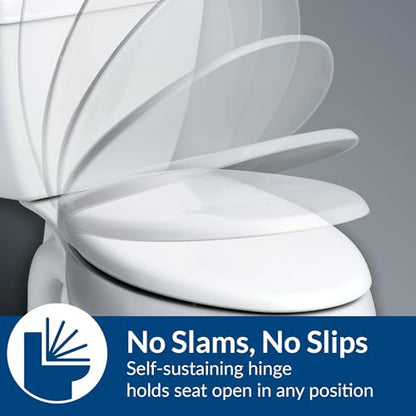 BEMIS 7900TDGSL Commercial Heavy Duty Closed Front Toilet Seat with Cover, Industrial No Slam Seat with Secure Installation, Made in USA, Elongated, White - size: Elongated