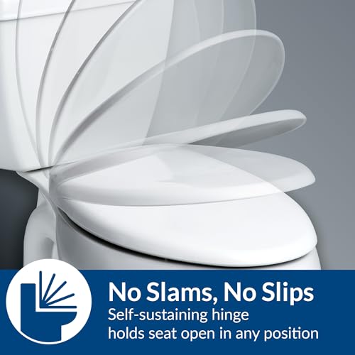 BEMIS 790TDGSL Commercial Heavy Duty Closed Front Toilet Seat with Cover, Industrial No Slam Seat with Secure Installation, Made in USA, Round, White - size: Round