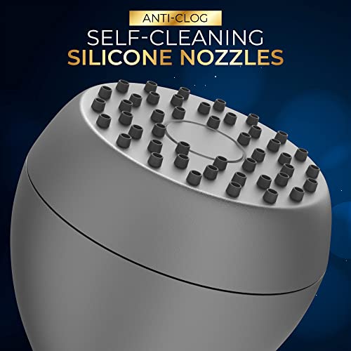 High Pressure Shower Head - Powerful Deluxe Bathroom Showerhead with Strong Spray Stream and Small Silicone Nozzles - Universal Fit Works with High and Low Water Flow Showers Matte Charcoal -1.8 GPM - color: Matte Charcoal, size: 1.8 GPM