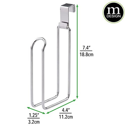 mDesign Metal Over The Tank Toilet Tissue Paper Roll Holder Dispenser and Reserve for Bathroom Storage and Organization - Hanging, Holds 1 Roll - Chrome