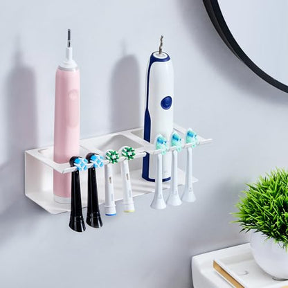 Electric Toothbrush Head Holders, Electric Toothbrush Holders Wall Mounted, Shower Electric Head Holder, Toothbrush and Toothpaste Holder, Tooth Brushing Holder for Bathroom (White, Large) - color: White, size: Large
