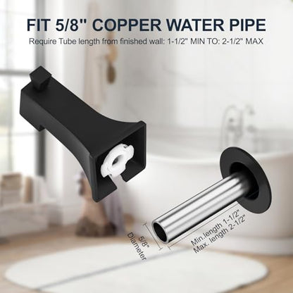 Tub Shower Faucet, Matte Black Shower Faucet Set with valve | 8-Inch Square Rain Shower Head and Tub Spout, Brass Shower System Bathtub Shower Faucet Set Complete, Tub shower faucet set