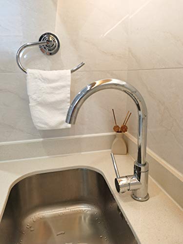 JiePai Vacuum Suction Cup Towel Holder,Bath Shower Towel Ring,Chrome | Wall Mounted ,Round Towel Holder,No Drill Hand Towel Holder,Adhesive Towel Ring - color: Suction Towel Rack-chrome