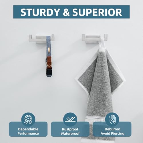 Angle Simple Bathroom Double Hook Brushed Nickel, Hand Towel Holder, 2 Pack | Modern Coat Robe Hook for Wall, SUS304 Stainless Steel Bath Towel Hanger, Screw Wall Mount - color: Brushed Nickel, size: 2 Pack