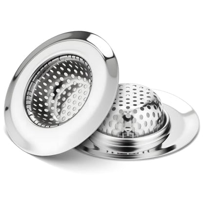 Bathtub Drain Strainer SANLESS Premium Stainless Steel Bathroom Sink Drain Strainer Filter Basket Hair Stopper for Wash Basin Bathtub Sink, 2.79 Inch (2PCS)